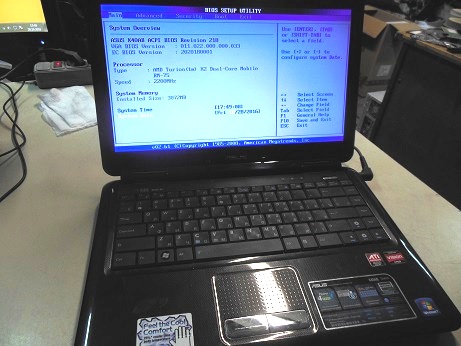 Ноутбук Asus K40AB после замены видеочипа
