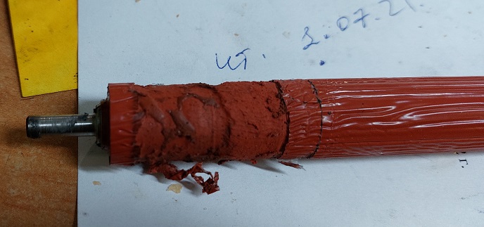 резиновый вал печки M477 после переделки расплавился