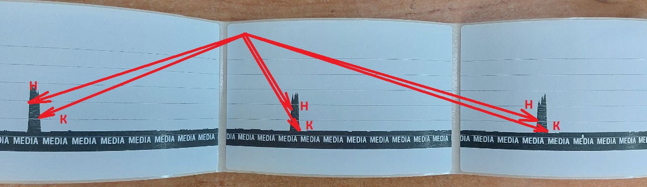 Правильные показания датчика при калибровке принтера Zebra